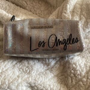 Victoria's Secret Silver Striped Cosmetic Bag